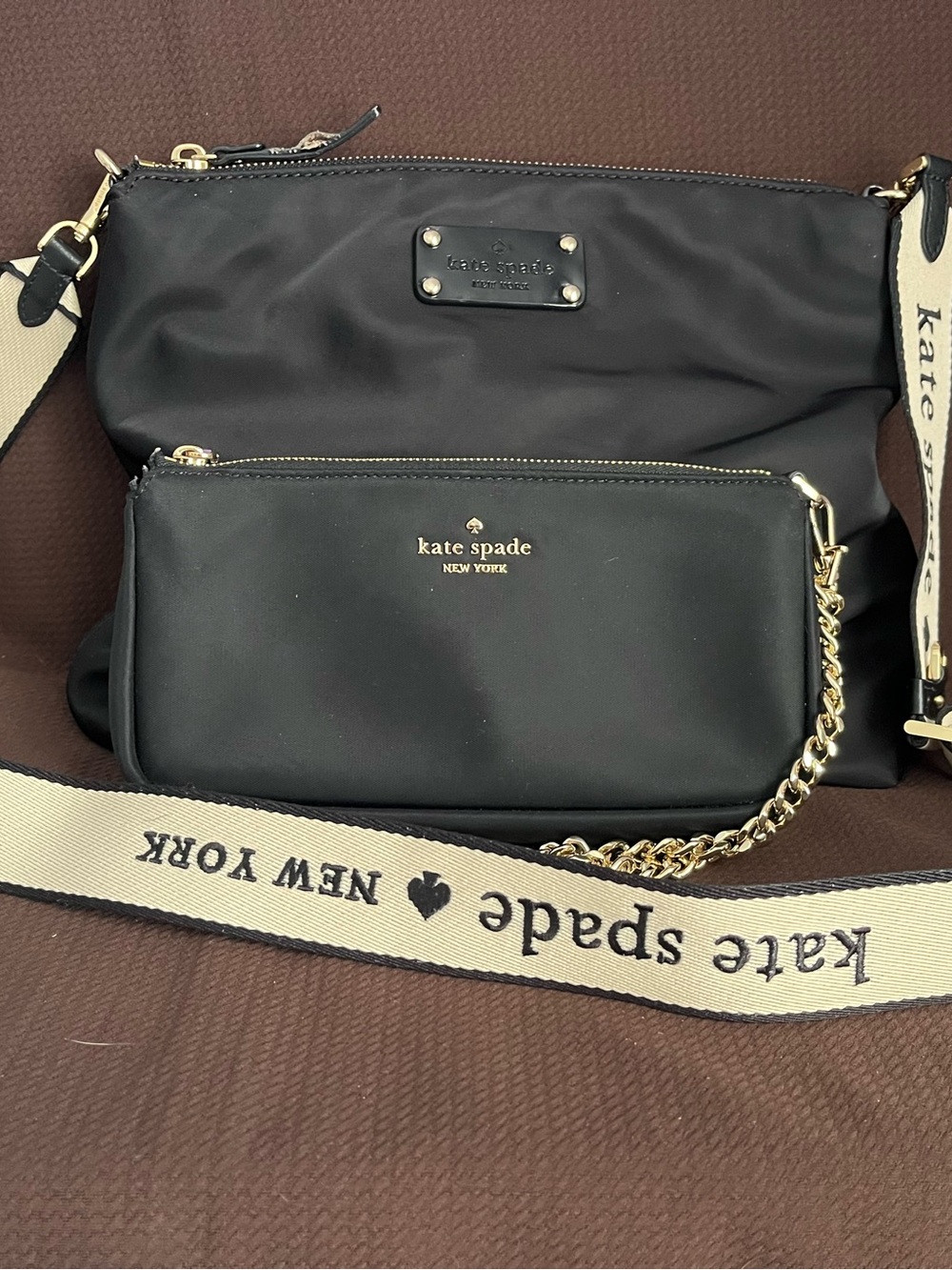 kate spade Black Two-Piece Crossbody Set with Branded Canvas Strap